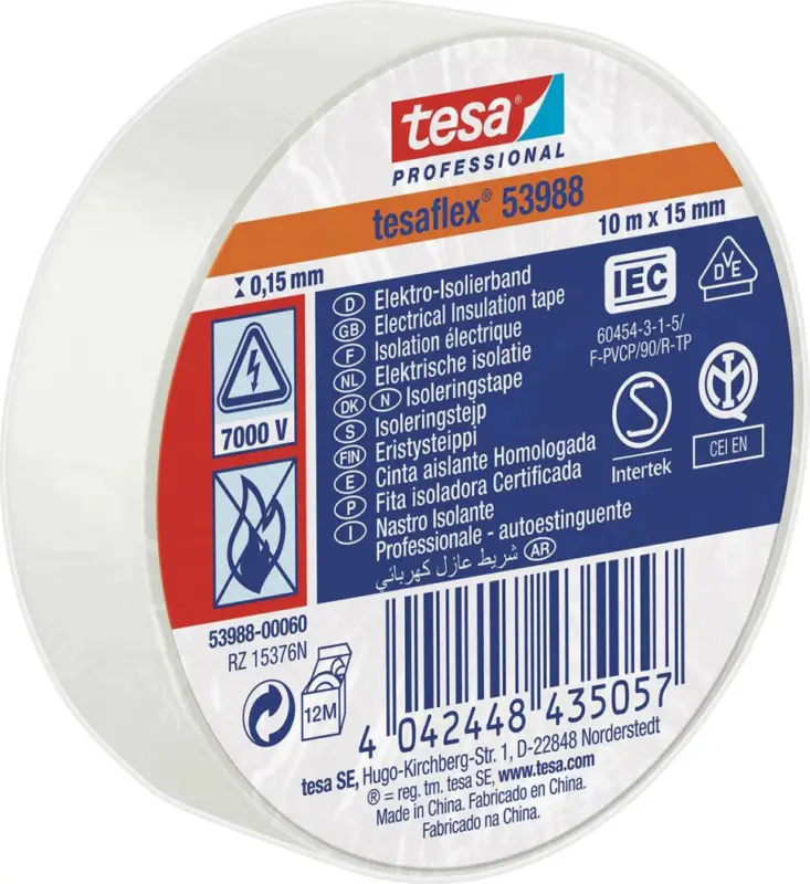 Direkt Vom Hersteller tesaflex 53988 10m x 15mm, weiß Isolierband