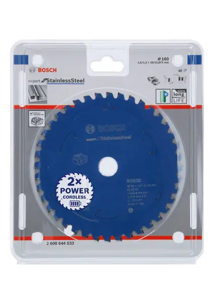BOSCH Kreissägeblatt für Akkusägen Expert for Stainless Steel, 160 x 1,6/1,3 x 20, T40 Top-Seller