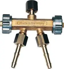 Neu Doppelabzweigventil Sauerstoff, G 1/4" R