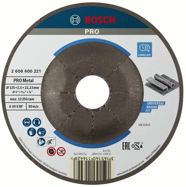 Schneller Versand BOSCH PRO Metal Trennscheibe, 125 x 2.5 x 22.23 mm, gekröpft, oSa