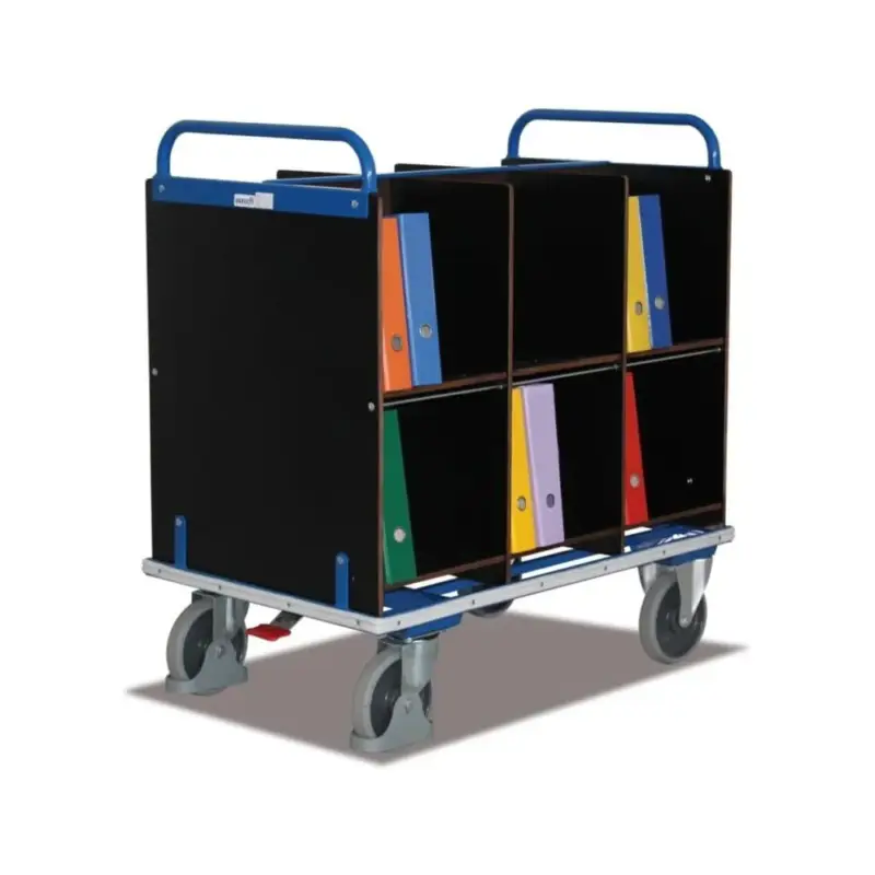 Aktenwagen, Bürowagen mit 12 Fächern, 400 kg Traglast, EasySTOP Top-Preis