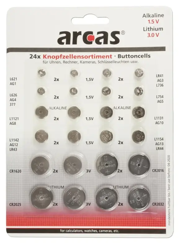 Alkaline und Lithium Knopfzellen Set - 24-teilig Sofort Bestellen