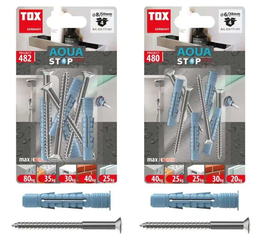 Preisknaller Allzweckdübel Aqua Stop Pro 8 x 50 mm + Linsenkopfschraube 6 x 70 mm, 2 Stück