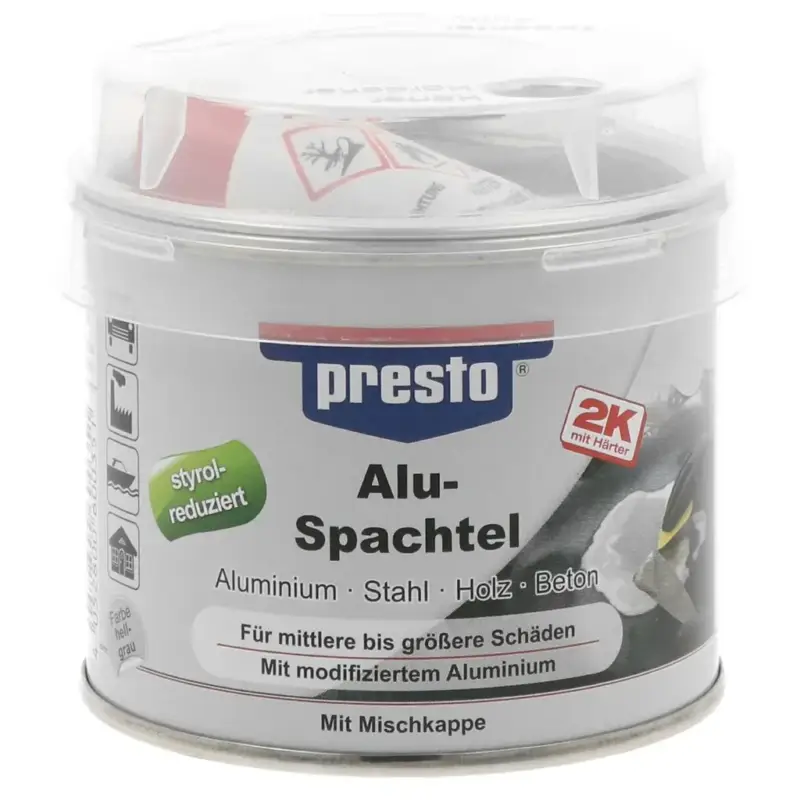 Rabatt Alu-Spachtel, zweikomponentiger Polyestermetallspachtel, 250 g