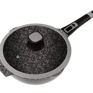 Markenware Aluguss-Bratpfanne MOONSCAPE, Ø 24 cm mit Klick-Griff und Glasdeckel