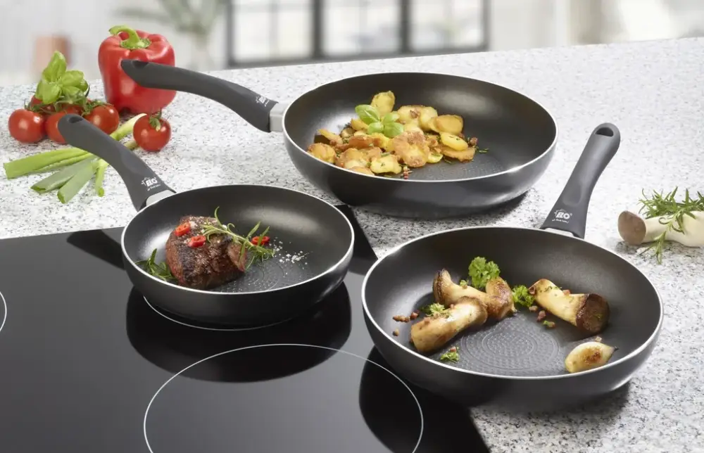 Preisreduziert Aluminum Pfannenset Smart Life 3-teilig - Ø 20 cm /24 cm /28 cm - Öl-Dosiersystem!