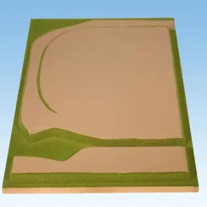 Anbauteil links Drehscheibe 70 x 120 cm, kürzbar auf 70 x 100 cm, Spur H0, TT, koloriert und begrast, auf Holzrahmen Preis Gesenkt