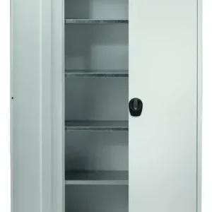 Flügeltürenschrank "Klassik", Türfarbe Enzianblau, Korpusfarbe Grau Echt