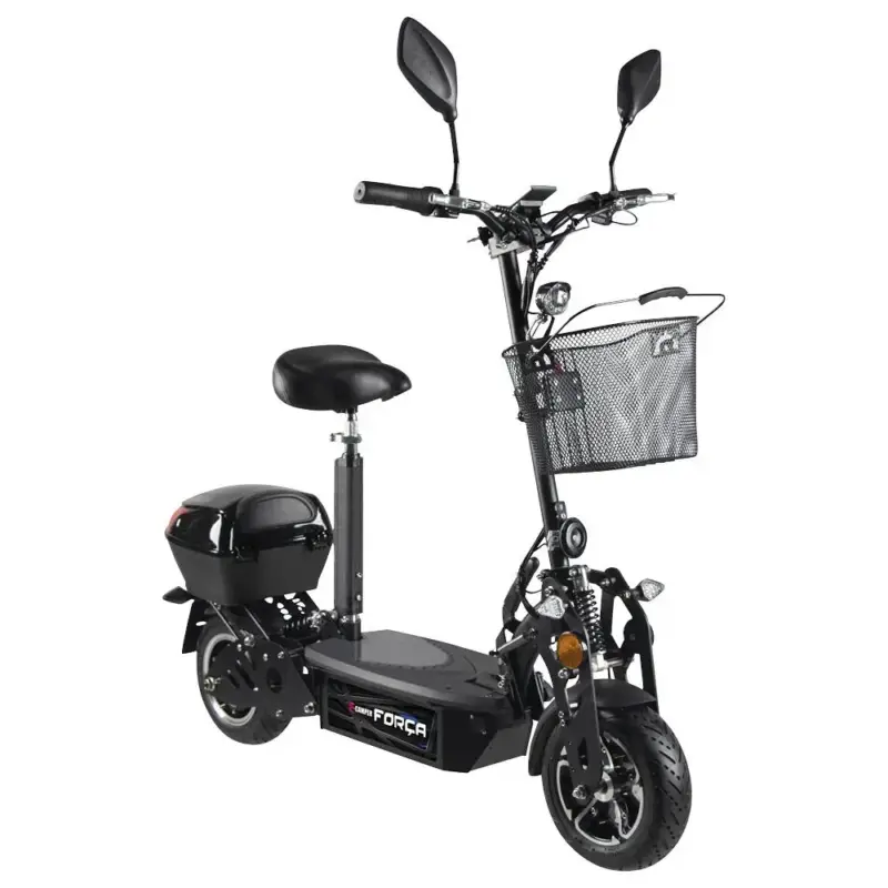 Forca E-Roller "Camper" Safety Plus 20 km/h inkl. Einkaufskorb, Blinkanlage, Gepäck-Case und Lithium-Akku schwarz Schneller Versand