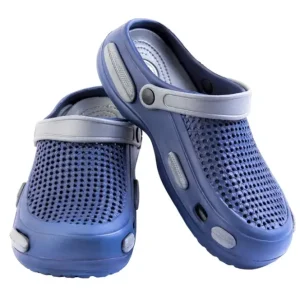 Preisreduziert Freizeitpantolette mit herausnehmbarem Fussbett, Farbe marine/silber, Gr.43