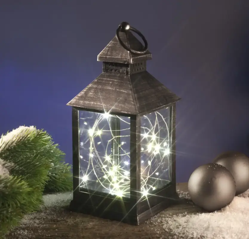 Laterne mit Mini-Lichterkette und Timer Günstig