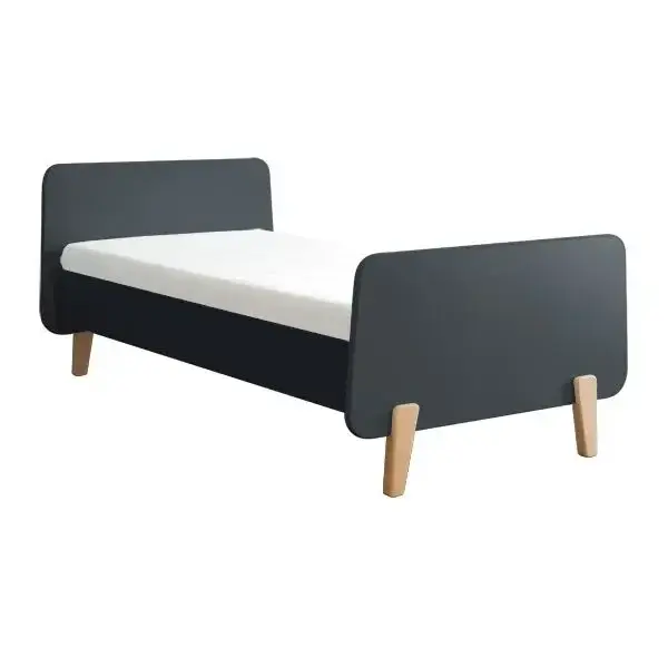 Abverkauf Laurette Kinderbett "MM" mit Holzfüssen 90 x 190, Farbe: Charbon