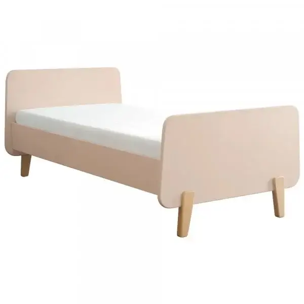 Bestseller Laurette Kinderbett "MM" mit Holzfüssen 90 x 190, Farbe: Rose poudre