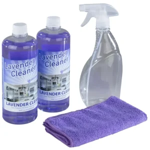 Lavendel-Reiniger-Set, 2 x 750ml, inklusive Sprühflasche und Mikrofasertuch Preiswert
