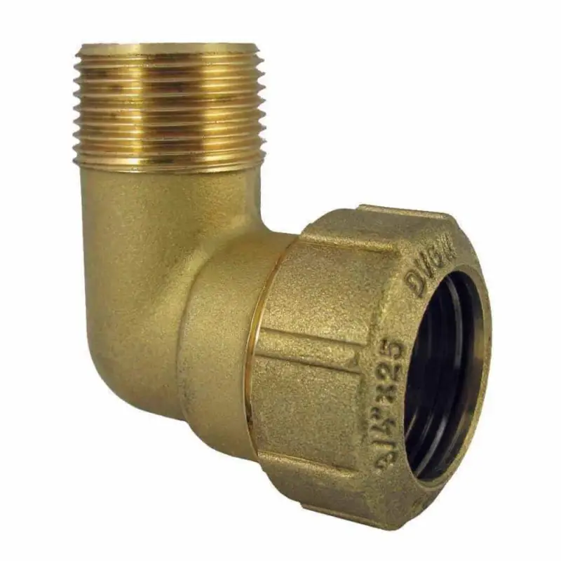 Jetzt Kaufen PE Rohr Verschraubung, Messing, 90° Winkel, AG 32mm x 1 Zoll
