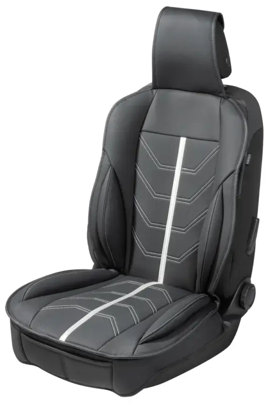 PKW Sitzauflage Kimi, Auto-Sitzaufleger im Rennsportdesign schwarz/silber Preisknaller