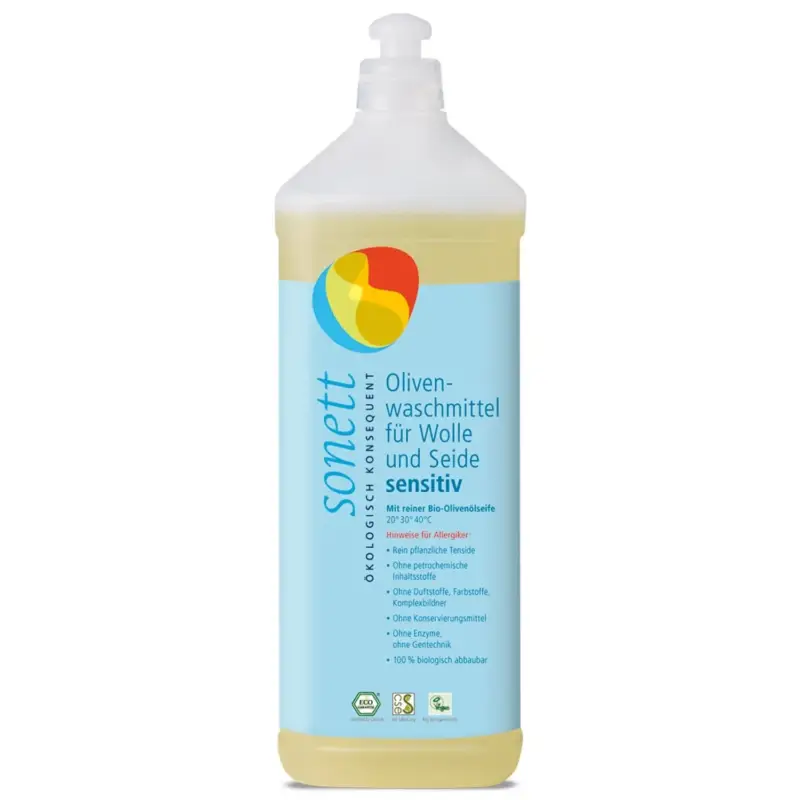 SONETT Waschmittel flüssig Olive 1 Liter SENSITIV für Wolle & Seide Abverkauf