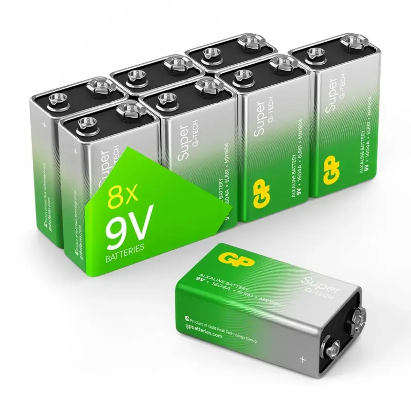 SUPER 9V Block Alkaline Batterie - 8 Stück Rabatt