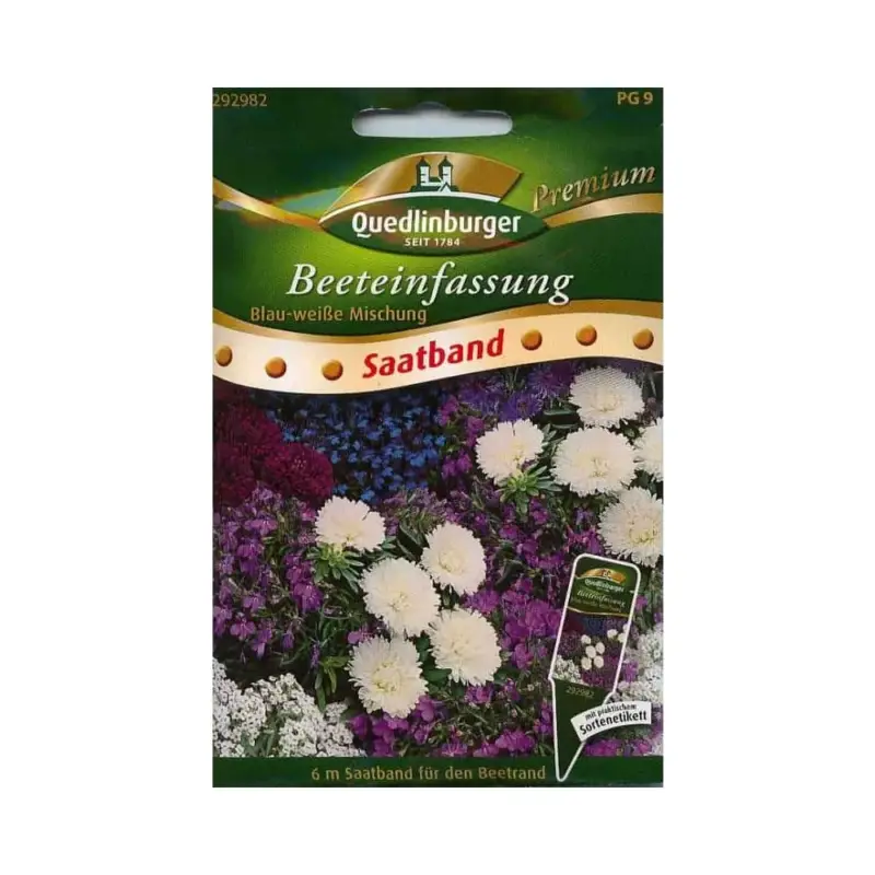 Zertifiziert Saatband Beeteinfassung, blau-weiße Mischung