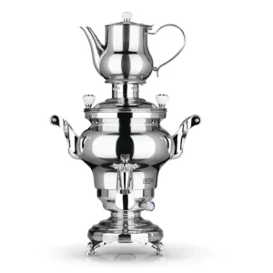Geprüft Samowar mit Teekocher, Russischer Teekessel Elektrisch - Odessa III, mit Dispenser, Edelstahl, 3L
