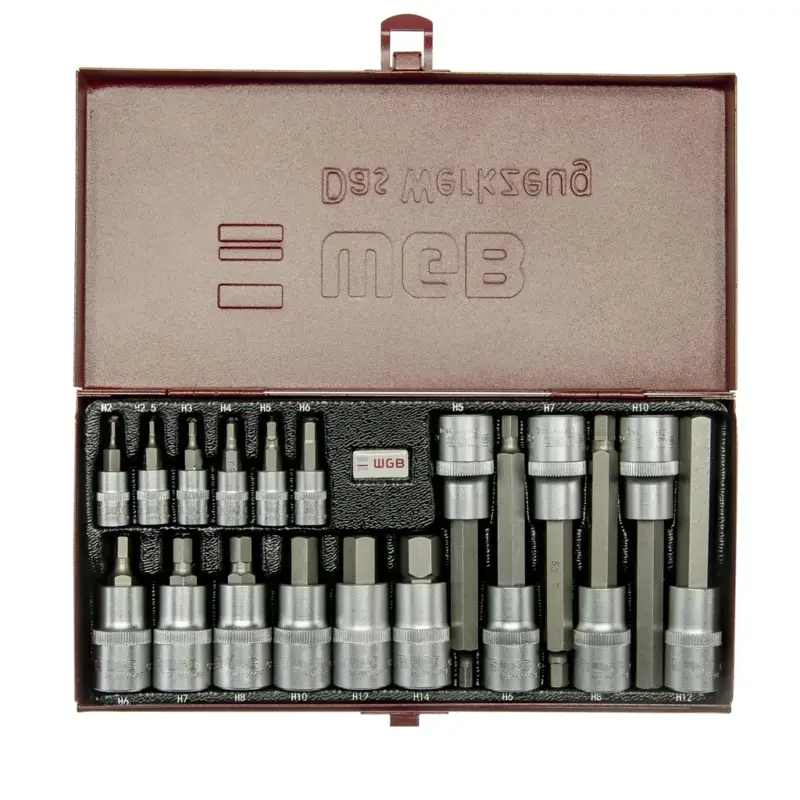 Steckschlüssel-Garnitur mit Bit-Einsätzen 1/4" + 1/2", 18-teilig Sonderaktion