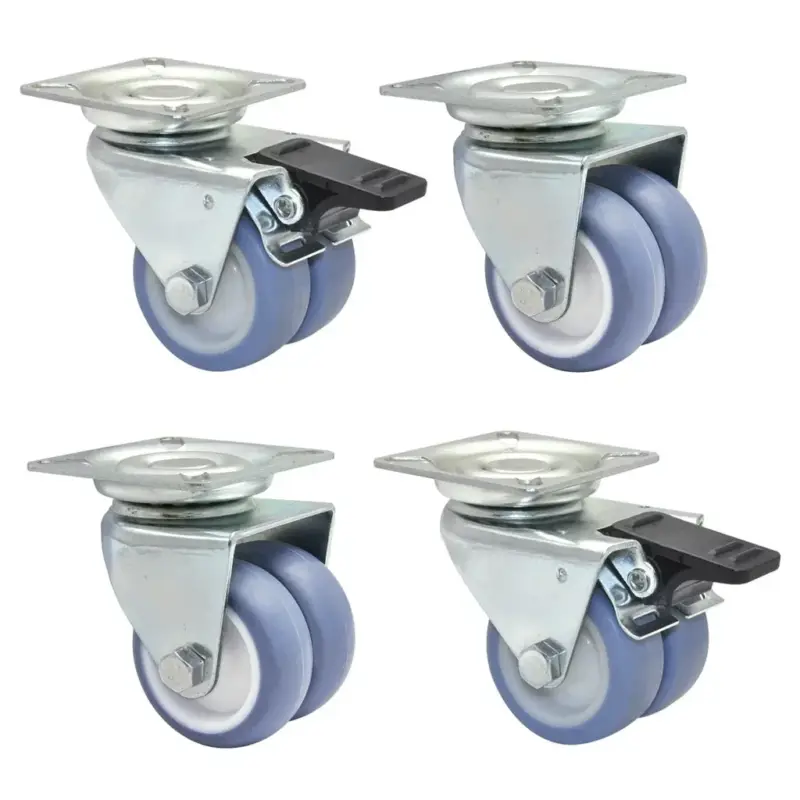 Preisreduziert Strandkorbrollen 4 teiliges Set / Doppelrollen ULTRASOFT - Ø 50 mm, 2 Feststeller, Tragkraft 300 kg / Set, 02155200