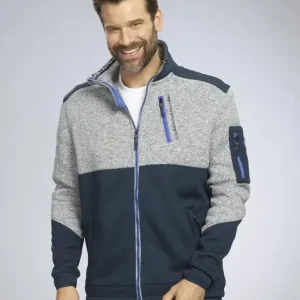 Sonderaktion Strick Fleecejacke, Farbe marine/grau, Gr.M