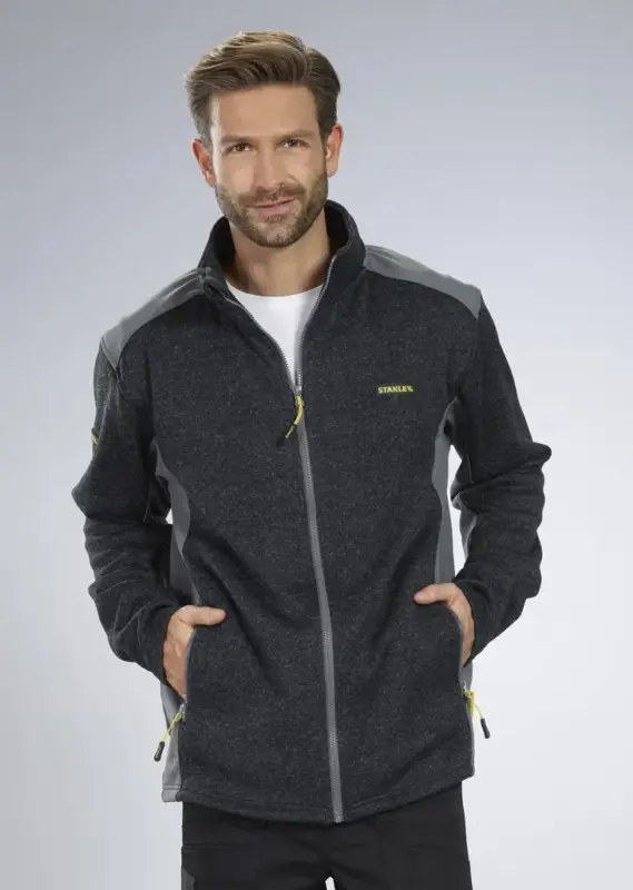 Billig Strickfleecejacke, Farbe schwarz, Gr.M