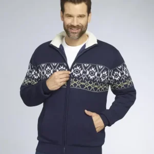 Strickjacke gefüttert, Farbe navy/grün, Gr.2XL Top-Preis