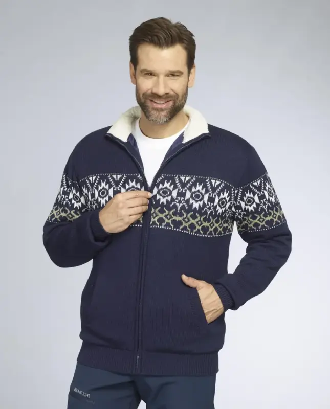Strickjacke gefüttert, Farbe navy/grün, Gr.3XL Meistverkauft