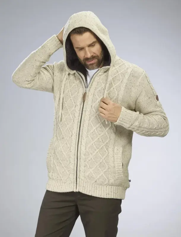 Strickjacke mit Berberfleece, Farbe beige/braun, Gr.M Top-Seller