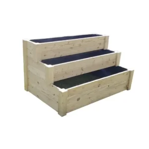 Westmann Hochbeet Anna, 120×76×64 cm, Natur – 3-stufiges Treppen-Hochbeet aus Holz Schneller Versand