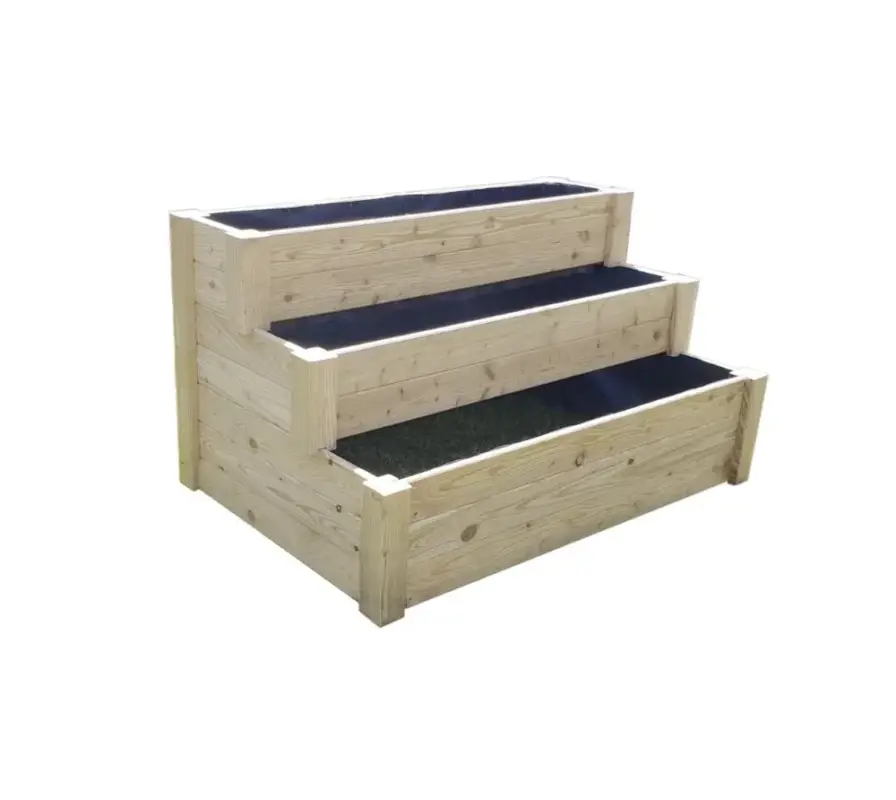 Westmann Hochbeet Anna, 120×76×64 cm, Natur – 3-stufiges Treppen-Hochbeet aus Holz Schneller Versand