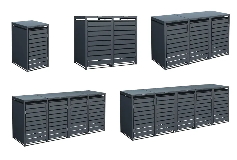 Billig Westmann Mülltonnenbox Kubus für 4x 240 L, 264×80×116 cm, Anthrazit – pulverbeschichteter Stahl