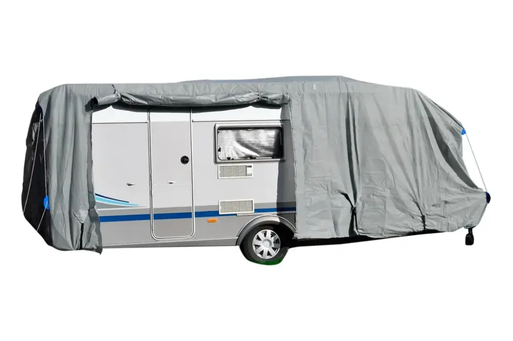 Wohnwagenabdeckplane mit Reflektoren XXL, 730 x 250 x 220 cm Neu