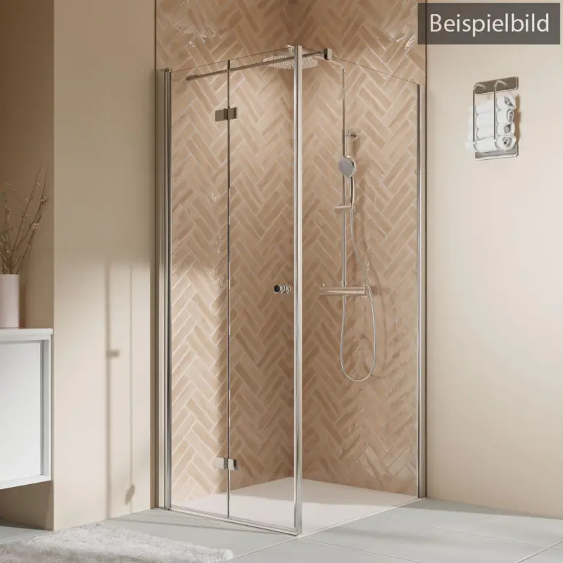 Abverkauf Breuer Elana 2.0 rund Seitenwand für Drehtür oder Drehfalttür Wandanschlag rechts Bronce getönt 120 cm - Alu Silber matt