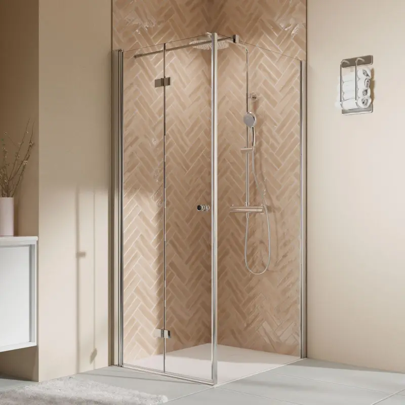 Breuer Elana 2.0 rund Seitenwand für Drehtür oder Drehfalttür Wandanschlag rechts Klarglas hell 75 cm - Alu Chromeffekt Preiswert