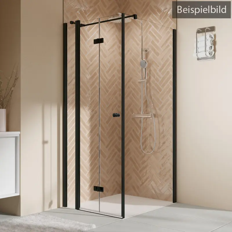 Ausverkauf Breuer Elana 2.0 rund Black Edition Seitenwand für Drehtür oder Drehfalttür Wandanschlag rechts Terrazzo 100 cm - Schwarz matt