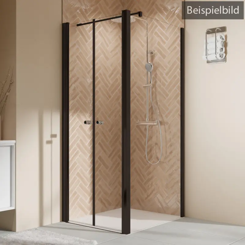 Breuer Elana 2.0 rund Black Edition Seitenwand für Pendeltür Wandanschlag rechts Grau getönt 80 cm - Schwarz matt Direktkauf