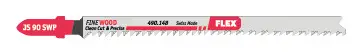 Flex Stichsägeblätter mit präzisionsgeschliffener Verzahnung für sehr saubere, gerade und winkelhaltige Schnitte bis 50 mm in Holz 90 mm Neue Ware