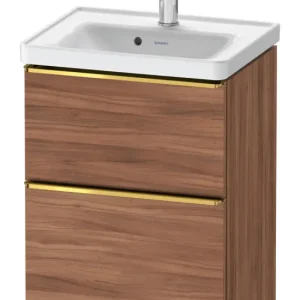 Versand Am Gleichen Tag Duravit D-Neo Waschtischunterschrank mit 2 Auszügen Griff Gold Poliert 484 x 625 x 372 mm - Nussbaum Natur Matt