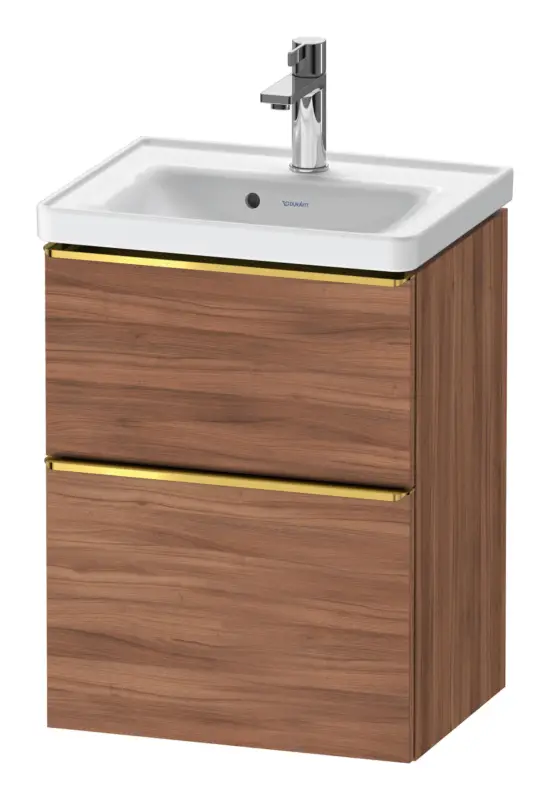 Versand Am Gleichen Tag Duravit D-Neo Waschtischunterschrank mit 2 Auszügen Griff Gold Poliert 484 x 625 x 372 mm - Nussbaum Natur Matt