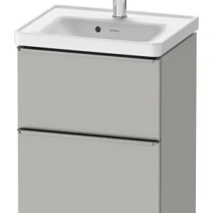 Highlight Duravit D-Neo Waschtischunterschrank mit 2 Auszügen Griff Edelstahl Gebürstet 484 x 625 x 372 mm - Betongrau Matt