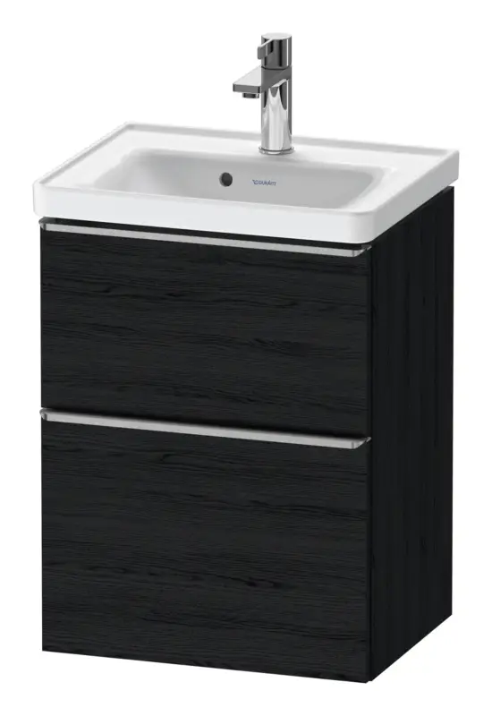 Echt Duravit D-Neo Waschtischunterschrank mit 2 Auszügen Griff Edelstahl Gebürstet 484 x 625 x 372 mm - Eiche Schwarz Matt