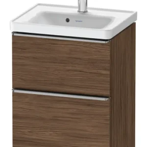Must-Have Duravit D-Neo Waschtischunterschrank mit 2 Auszügen Griff Edelstahl Gebürstet 484 x 625 x 372 mm - Nussbaum dunkel Matt