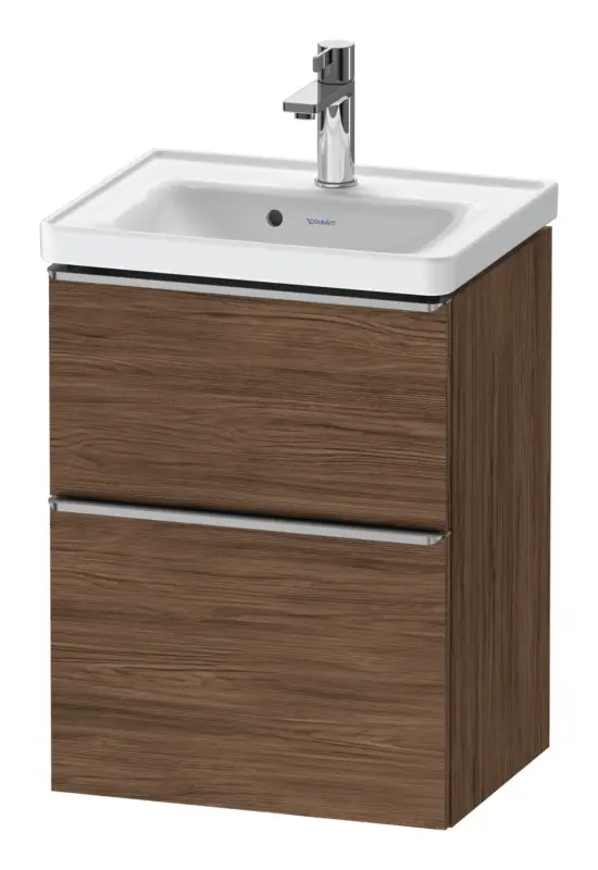 Must-Have Duravit D-Neo Waschtischunterschrank mit 2 Auszügen Griff Edelstahl Gebürstet 484 x 625 x 372 mm - Nussbaum dunkel Matt