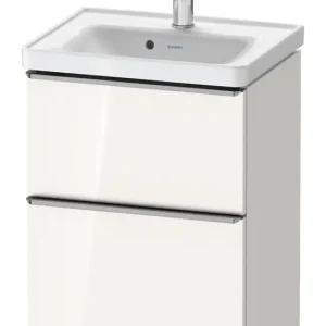 Rabatt Duravit D-Neo Waschtischunterschrank mit 2 Auszügen Griff Edelstahl Gebürstet 484 x 625 x 372 mm - Weiß Hochglanz