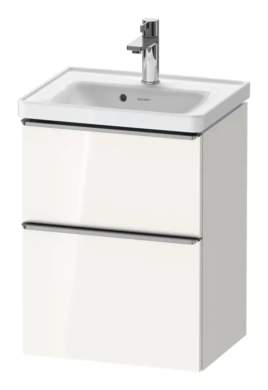 Rabatt Duravit D-Neo Waschtischunterschrank mit 2 Auszügen Griff Edelstahl Gebürstet 484 x 625 x 372 mm - Weiß Hochglanz