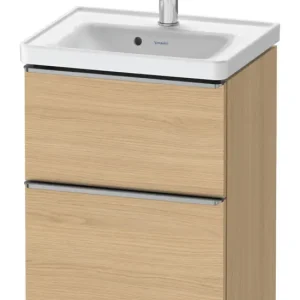 Duravit D-Neo Waschtischunterschrank mit 2 Auszügen Griff Edelstahl Gebürstet 484 x 625 x 372 mm - Eiche Natur Matt Letzte Chance