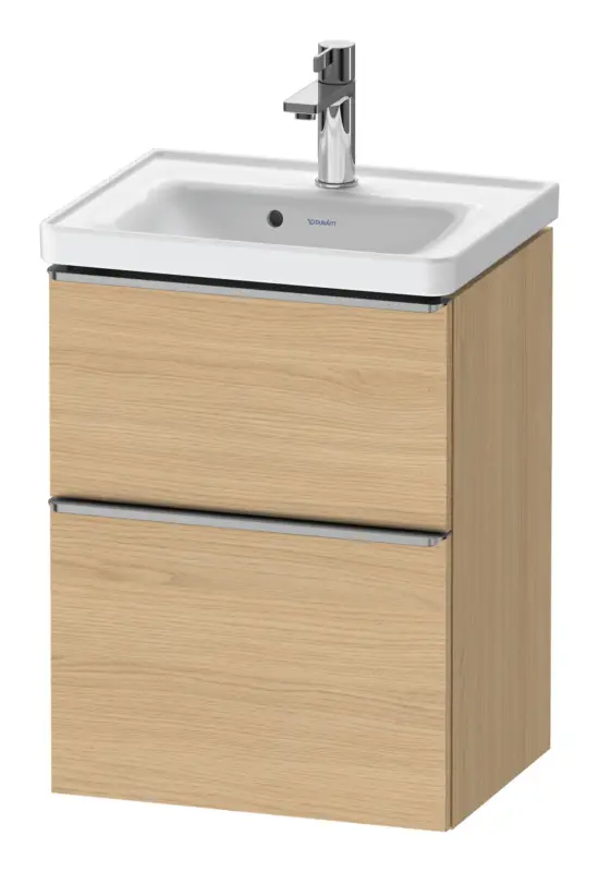 Duravit D-Neo Waschtischunterschrank mit 2 Auszügen Griff Edelstahl Gebürstet 484 x 625 x 372 mm - Eiche Natur Matt Letzte Chance